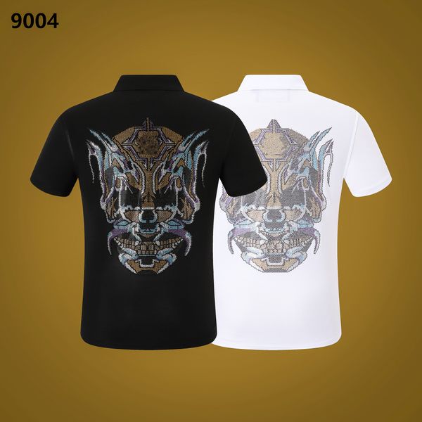 

23ss pp men t shirt designer t-shirt short sleeve phillip plain brand lapel skulls polos shirt pp9004, White;black