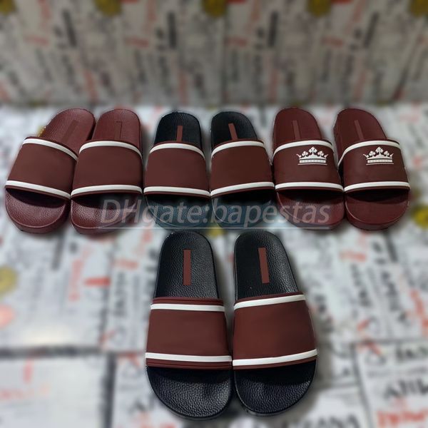 

luxury designer gold buckle rubber beachwear slides print flat pool slipper letter slipper classic rubber sole thick platform sandal, Black