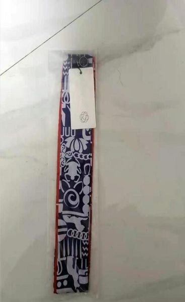 

2021 silk headband wear tie bag handle ribbon printed headscarf women039s scarf fashion wrist band7292823, Blue;gray
