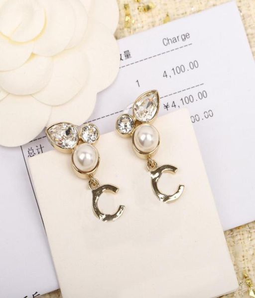 

2022 charm stud earring with crystal and nature shell beads and drop design for women wedding jewelry gift hve box sta7198677, Golden