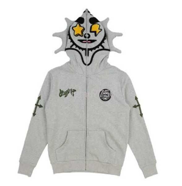 

full-print 3d gray loose ins hoodies zipper sweater autumn a 7rws, Black