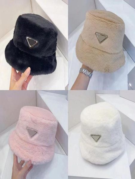 

women triangle printed bucket hats autumn winter sports hat faux fur fluffy velvet fedoras outdoor foldable fisherman hat b5887171, Blue;gray
