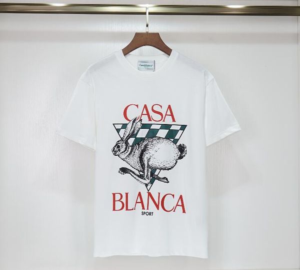 

as638 classical white casa rabbit designer t shirt summer short sleeve casablanca women men tshirt tee mens clothes, White;black