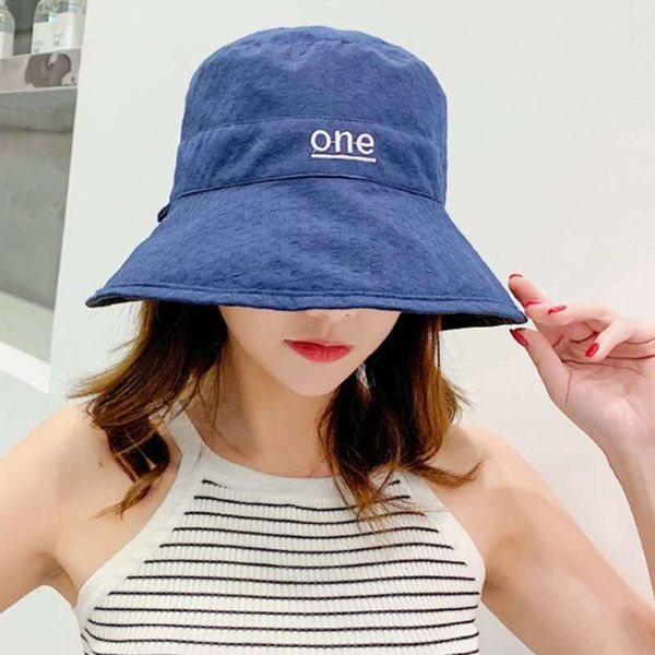 

stingy brim hats doublesided letter printed fisherman cloth hat for woman outdoor fishing cap casual panama bucket sunscreen sun hat 230411, Blue;gray