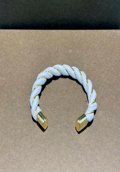 

bangle vintage gold color leather cuff design jewelry white brown bracelet fashion cool brand8257046, Black