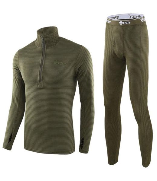 

men tactical shirt pants training thermal underwear outdoor sportswear elastic quick drying sport suit long sleeve long trousers7375531, Black;green