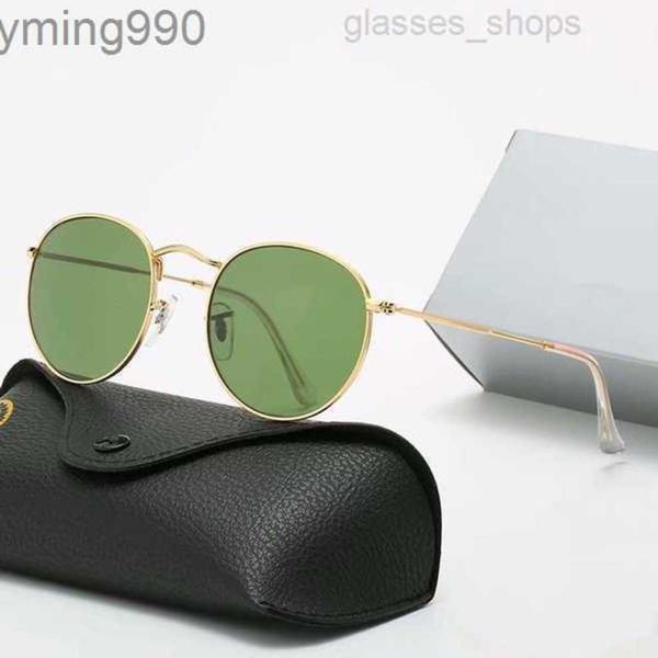

brand frame raies designer ban glasses eyewear metal classic uv400 gold sun round men sunglasses women mirror glass lens with box 16vns h669, Black