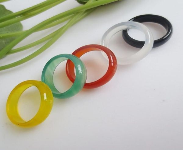 

various colour natural agate stone ring width 6mm agate jewel ring jewel hand circle ishining jewelry for women men1393375, Golden;silver