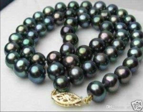

charming78mm black tahitian pearl necklace 18quot0123457934103, Silver