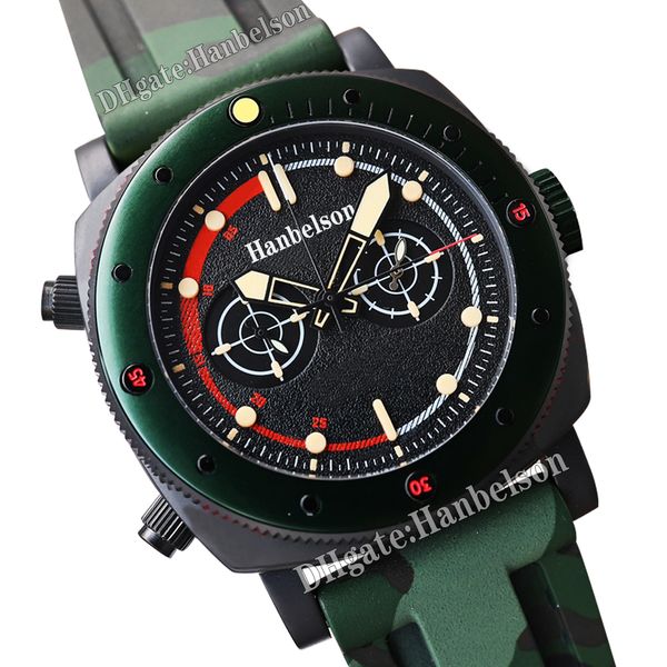 

luminous men watch automatic movement black face heavy camo green rubber strap 47mm wristwatch, Slivery;brown