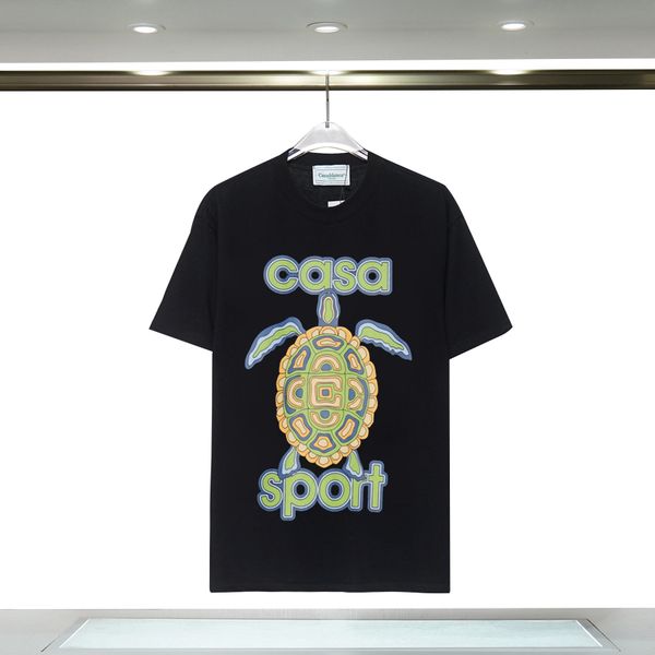 

casablanca t shirt luxury men t shirts spring summer new style tortoise print round neck short seeves breathable cotton designer t-shirt cas, White;black