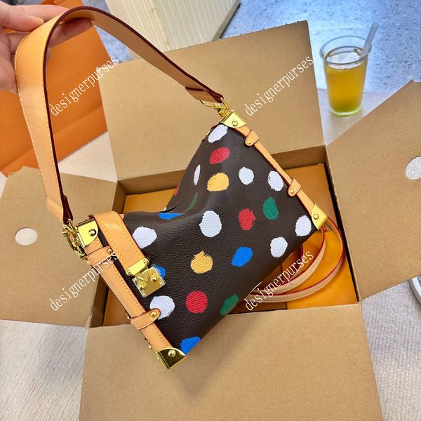 

tz luxury x yk side trunk handbags yayoi kusama fashion shoulder bag printed colorful dot pattern handbag designer bags women's crossbo