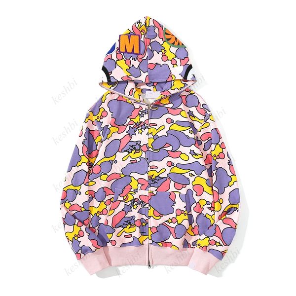 

hoodie men designer full zip up shark hoodies for woman black camouflage jacket yellow hoody hooded sweatshirt man womens sweater long sleev