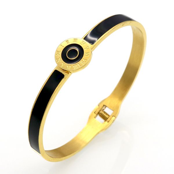 

pattern roman numerals bracelets bangle large disk drop black rubber spring jewelry versatile bracelet