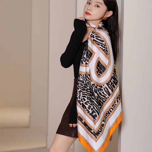 

silk scarf female shawls woman designer silk scarf luxury flower letter print scarves summer headband fashion squares shawl ladies beach nec, Blue;gray