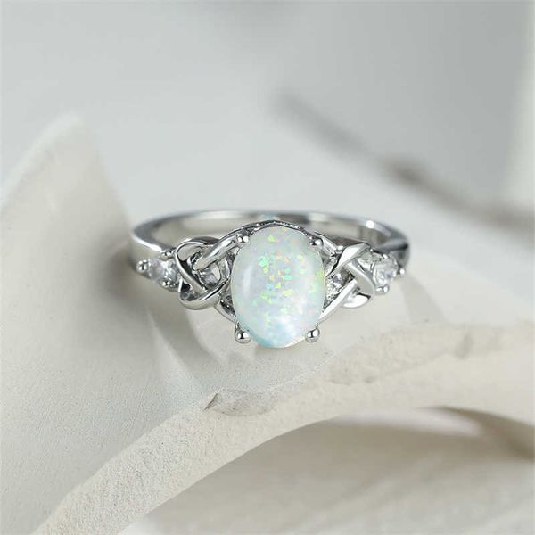 

band rings vintage white fire opal ring silver color rainbow birthstone oval rings for women wedding band female crystal engagement jewelry