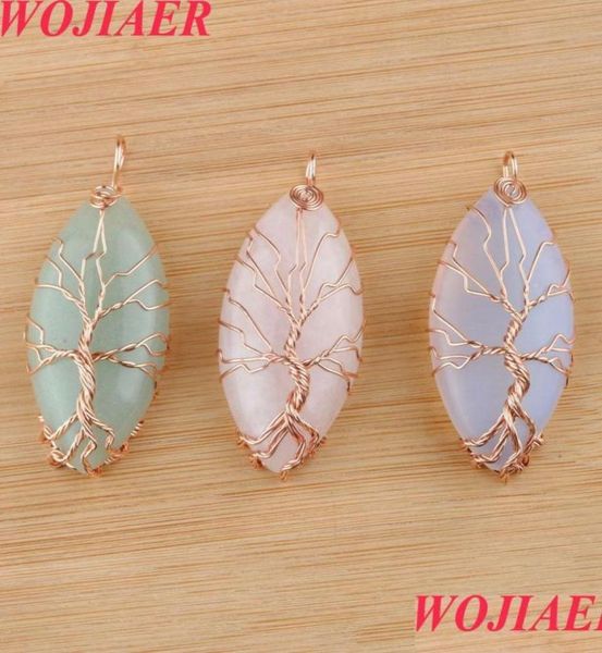 

pendant necklaces natural stone tree of life pendants rose gold wire wrap amethysts opal women men charm jewelry bo920 drop luluba4825100, Silver