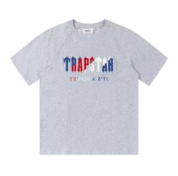 

11 styles mens t-shirts trapstar t shirt designer shirts print letter luxury black and white grey rainbow color summer sport fashion short s, Gray