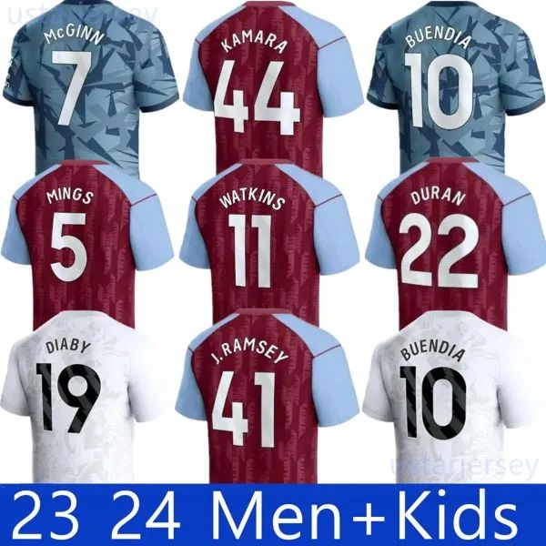 

2023 2024 Soccer Jerseys Kids Kit Home AsTOn VilLaS Football Shirt Training Away Fans Player Version Camisetas MINGS McGINN BUENDIA WATKINS Maillot Luiz Bailey Cash, 23 24 home adult + patch2
