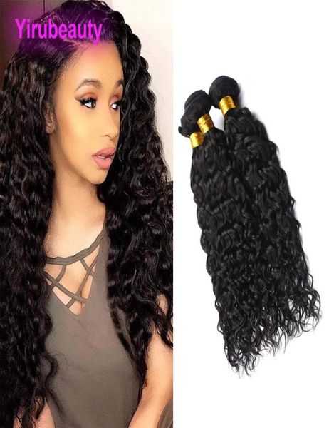 

indian mink virgin hair whole 3 bundles water wave natural color raw human hair extensions yiruhair wet wavy 1028inch6753404, Black