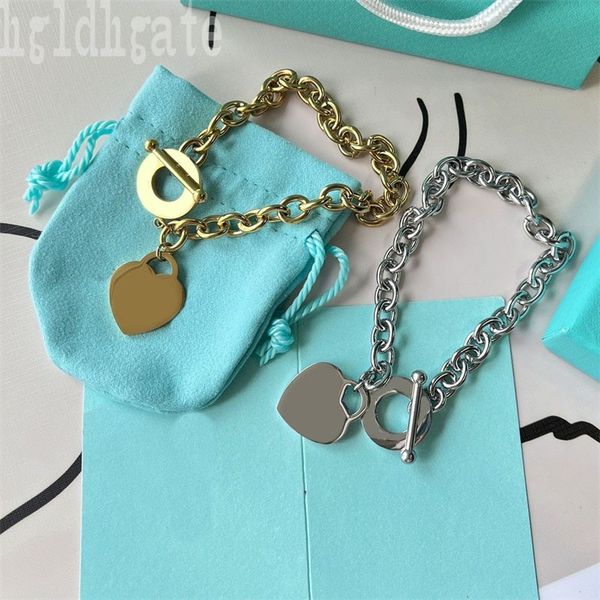 

fashion bracelets designer for women bracelets valuable thick attractive 60128531 link chain younger classic heart tag simple pin buckle lov, Golden;silver