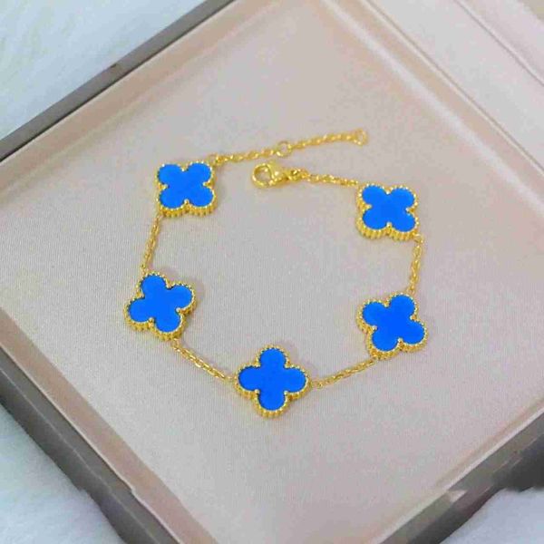 

classic double side clover charm bracelet gold for women, Golden;silver