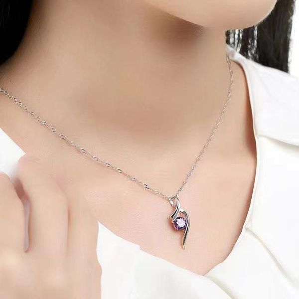 

12 sets/lot heart of cupid pendant necklace ear studs suit inlaid zircon rhinestone crystal twinkle non fading valentine's gift jewelry, Silver