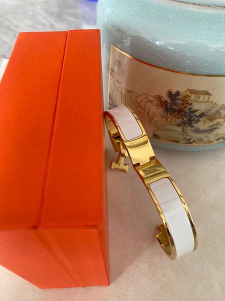 

classic h bracelet 18k gold bracelet mens luxury brand enamel bracelet women birthday mother' day jewelry holiday gifts box, Black