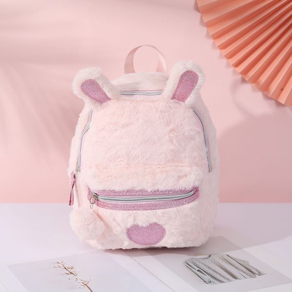 

school bags cute rabbit ears fashion cartoon plush children's backpack girl backpack