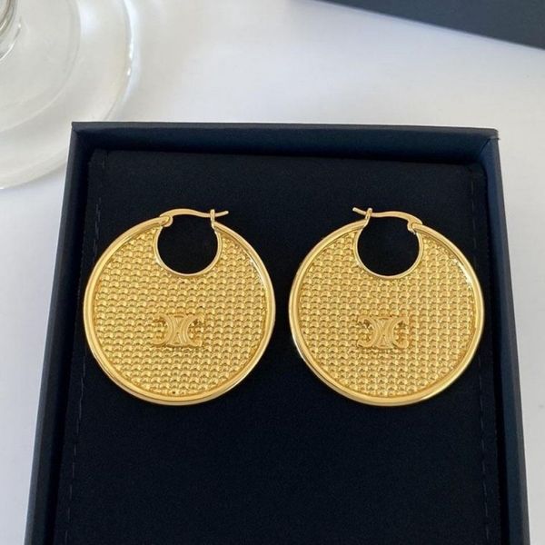 

fashion stud jewelry designers luxury earrings luxury big gold hoop earrings 925 sterling silver for lady women party wedding lovers gift pe, Golden