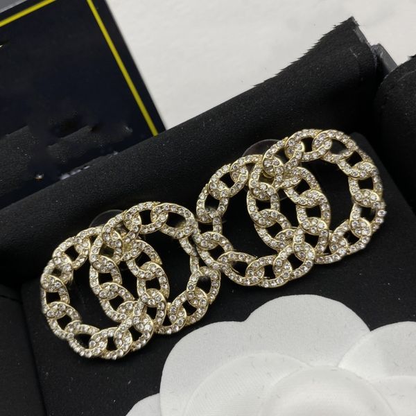 

luxury brand designers double letters stud dangle hoop geometric women geometric metal crystal rhinestone pearl earring wedding party jewerl, Silver