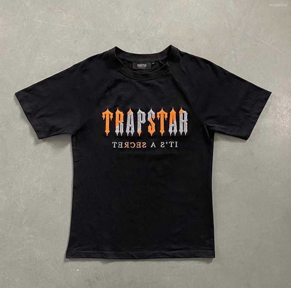 

men's t shirts men women trapstar t-shirts summer outfit orange grey towels embroidery short sleeve couple tee set, Gray