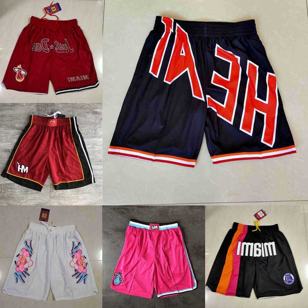 

2023 miami''heat''men throwback basketball shorts pocket, Black