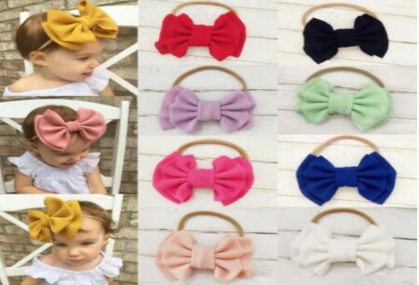 

cute big bow hairband baby girls toddler kids elastic headband knotted nylon turban head wraps bowknot hair accessories7213457, Slivery;white