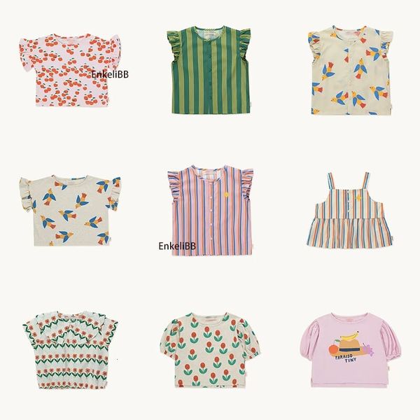 

tshirts enkelibb toddler girl lovely summer tshirt 2023 tc kids arrivals cartoon short sleeve tees cute flower print 230412, Blue