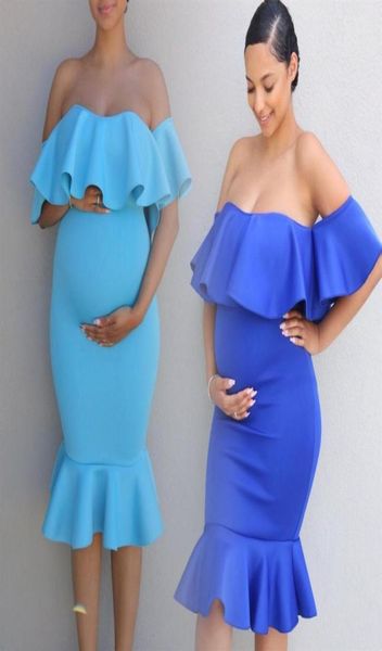 

women039s stretch pregnant flounced collar trailing pography dress nursing maternity size clothes230m9145712, White