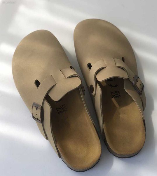 

boston 2023 sandal womens flat mule birks birkens slippers beach sandals lazy shoes lovers scuffs designer trainers new leather bag head pul, Black