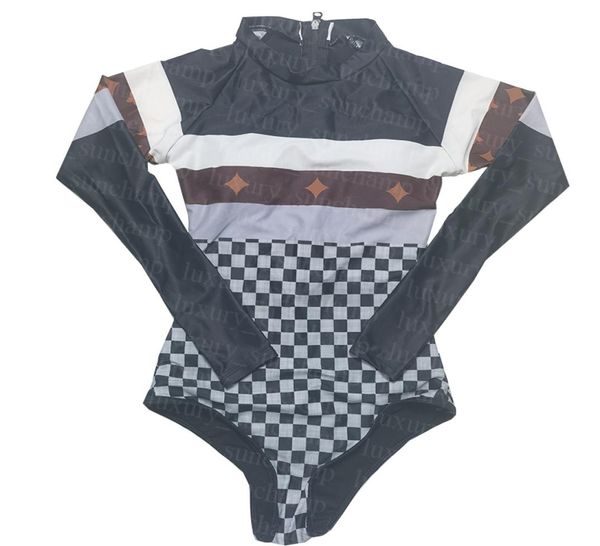 

classic plaid swimsuit beach vacation diving suit womens long sleeve bathing suits quick dry one piece swimwear8497973