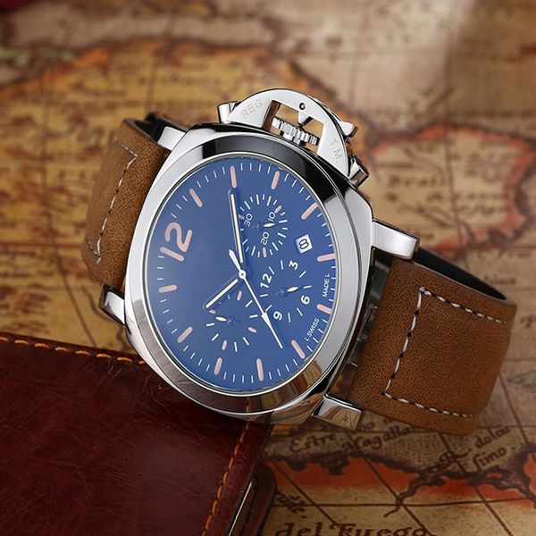 

luxury mens quartz movement watch full sapphire glass simple silver dial leather strap master male wristwatch af5of, Slivery;brown