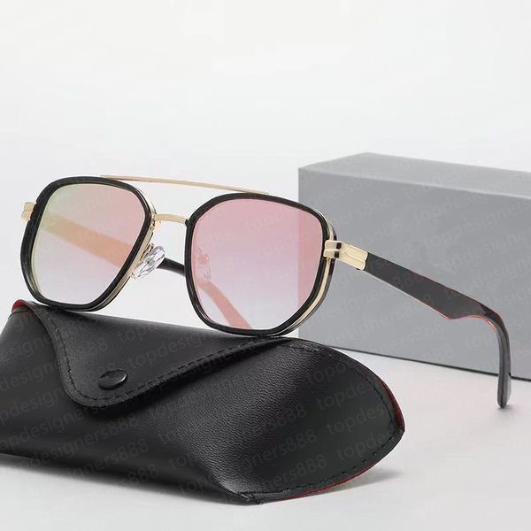 

fashion brand aviator sunglasses men's and women's pink lens metal frame sunglasses designer luv400 protective glasses with box, White;black