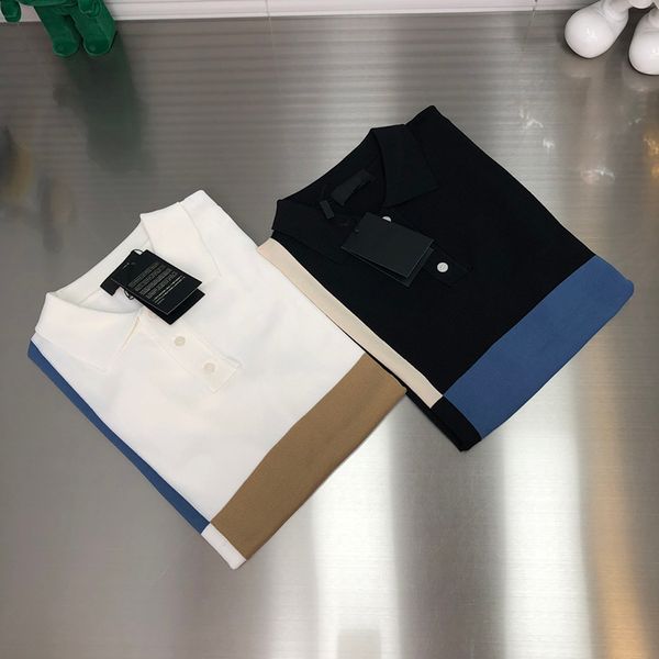 

2023 men's contrast knitted polo short sleeve luxury quality brand design spring/summer new casual versatile short sleeve, White;black