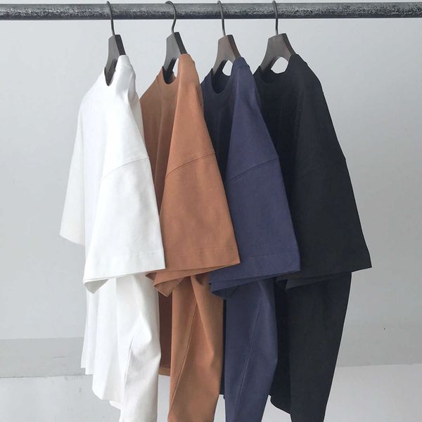 

same color love embroidery t-shirt high version short sleeve four-color basic fashion brand loose men's wear women's, White