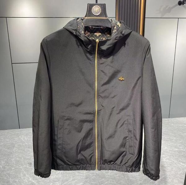 

lb236 black reversible jackets long sleeve hooded zipper men designer jacket spring mens coats, Black;brown