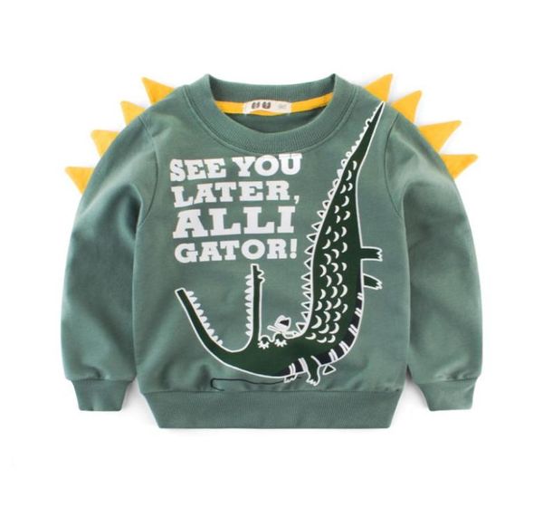 

boy sweatshirt long sleeve t shirt coat letter dinasour printed autumn kid girl cartoon clothes 2 colors4077597, Blue