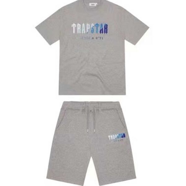 

mens trapstar t shirt short sleeve print outfit chenille tracksuit black cotton londons streetwear s-2xl, Gray