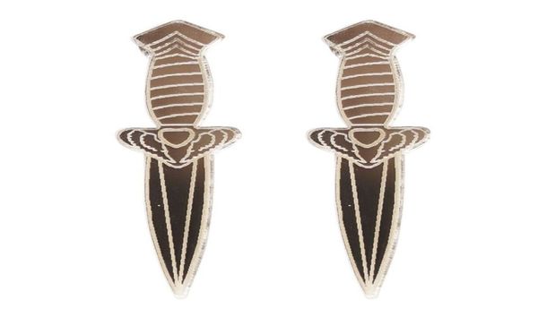 

gold knife stud earrings for women mirror acrylic customizable colors fashion jewelry7666509, Golden;silver