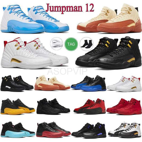 

modish jumpman 12s basketball shoes 12 mens utility reverse flu game shoe dark university blue nylon cherry trainers sports walking sneakers