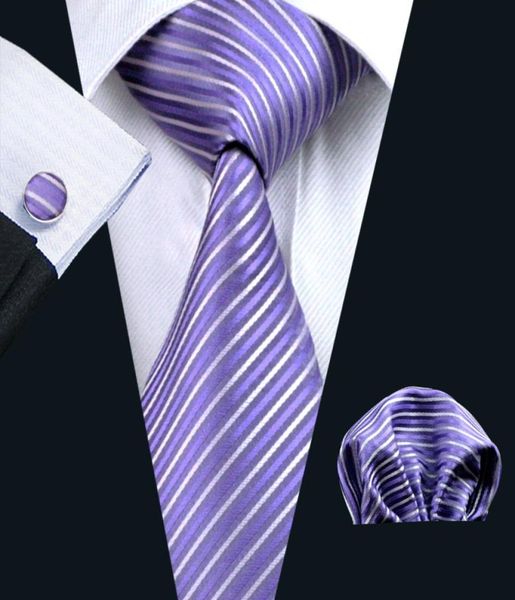 

tie set hanky cufflinks purple stripe jacquard woven business formal work necktie set mens fashion accessories n03135430436, Black;blue