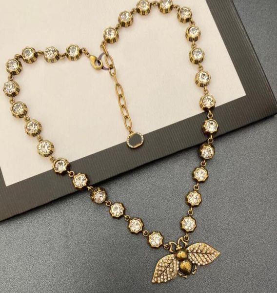 

g letters bee titanium steel clavicle pendant necklaces classic fashion diamond brand designer hip hop jewelry accessories2976988, Silver