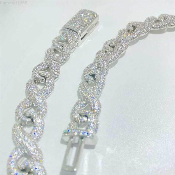 

12mm width 925 sterling silver bust down miami cuban links vvs moissanite cuban link chain bling diamond hip hop cuban necklace